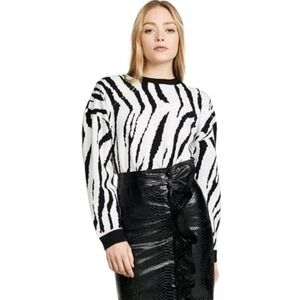 Endless‎ Rose Women's L Zebra Print Knit Soft Pullover Sweater Whimsigoth